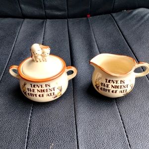 Vintage Love is the Nicest Gift of All sugar and creamer set
